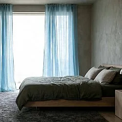 Cortinas Pack de 2 - Cortina mezcla de lino Lumira (azul claro)