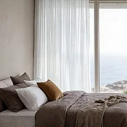 Cortinas Pack de 2 - Cortina mezcla de lino Lumira (blanco)