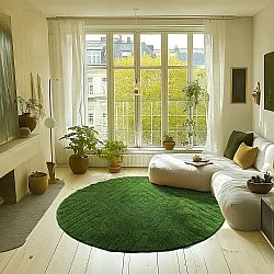 Alfombras redondeadas - Amberley Natural Cotton Shaggy (verde)