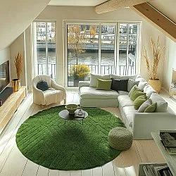 Alfombras redondeadas - Amberley Natural Cotton Shaggy (verde)