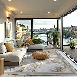 Alfombra Wilton - Attika (gris/blanco/dorado)