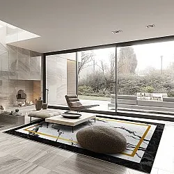 Alfombra Wilton - Avola (negro/blanco/dorado)