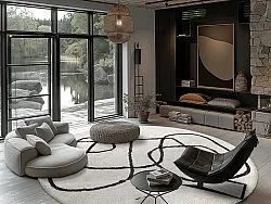 Alfombras redondeadas - Bavello Natural Cotton Shaggy (offwhite/negro)