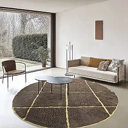 Alfombras redondeadas - Bellevue Natural Cotton Shaggy (marrón/amarillo)