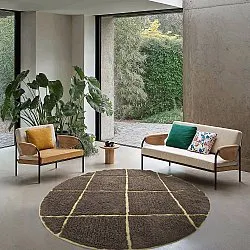 Alfombras redondeadas - Bellevue Natural Cotton Shaggy (marrón/amarillo)