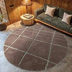 Alfombras redondeadas - Bellevue Natural Cotton Shaggy (topo/verde)