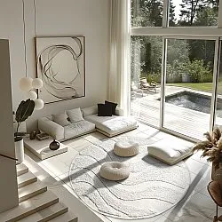 Alfombras redondeadas - Bonnie Natural Cotton Shaggy (offwhite)