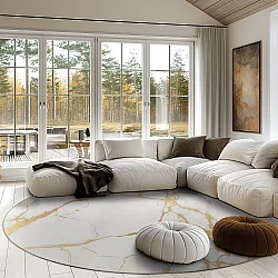 Alfombras redondeadas - Cesina (stone/blanco/dorado)