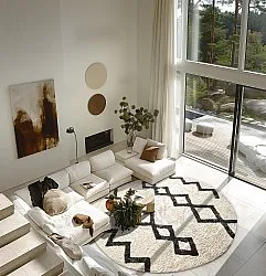 Alfombras redondeadas - Chablis Natural Cotton Shaggy (offwhite/negro)