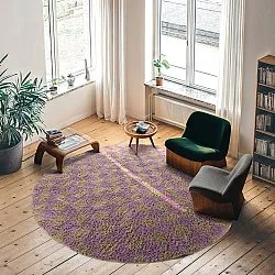 Alfombras redondeadas - Elsey Natural Cotton Shaggy (marrón/morado)