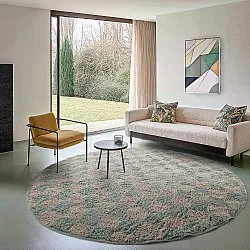 Alfombras redondeadas - Elsey Natural Cotton Shaggy (gris/rosa)