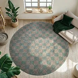 Alfombras redondeadas - Elsey Natural Cotton Shaggy (gris/rosa)