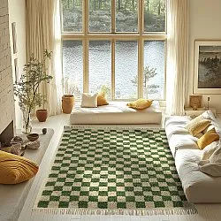 Alfombras de pelo largo - Elsey Natural Cotton Shaggy (verde/beige)