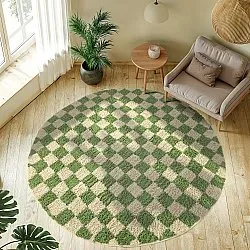 Alfombras redondeadas - Elsey Natural Cotton Shaggy (verde/beige)