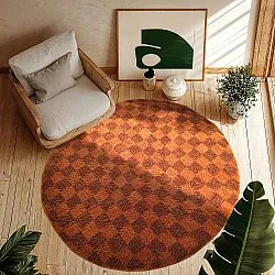Alfombras redondeadas - Elsey Natural Cotton Shaggy (naranja/rojo)