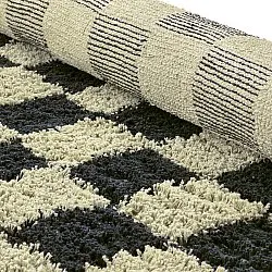 Alfombras redondeadas - Elsey Natural Cotton Shaggy (negro/beige)