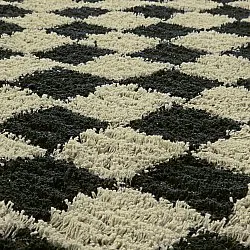 Alfombras redondeadas - Elsey Natural Cotton Shaggy (negro/beige)