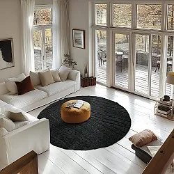 Alfombras redondeadas - Farley Natural Cotton Shaggy (negro)
