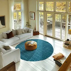 Alfombras redondeadas - Farley Natural Cotton Shaggy (turquesa)