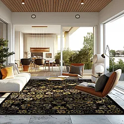 Alfombra Wilton - Fernana (negro/oro)