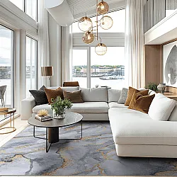Alfombra Wilton - Genova (gris/blanco/dorado)