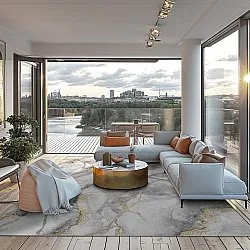 Alfombra Wilton - Genova (gris/blanco/dorado)