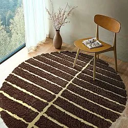 Alfombras redondeadas - Ikara Natural Cotton Shaggy (marrón)