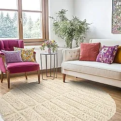 Alfombras redondeadas - Ikara Natural Cotton Shaggy (crema)