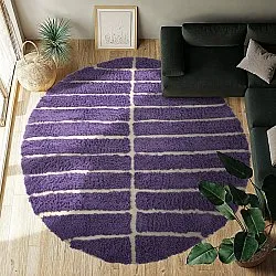 Alfombras redondeadas - Ikara Natural Cotton Shaggy (púrpura)