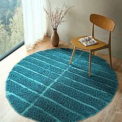 Alfombras redondeadas - Ikara Natural Cotton Shaggy (turquesa)