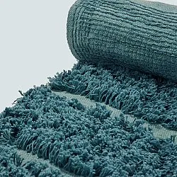 Alfombras redondeadas - Ikara Natural Cotton Shaggy (turquesa)