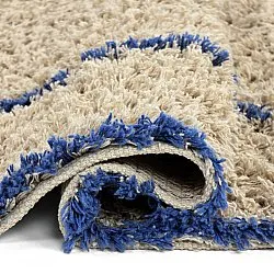 Alfombras de pelo largo - Kairi Natural Cotton Shaggy (beige/azul)