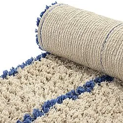 Alfombras de pelo largo - Kairi Natural Cotton Shaggy (beige/azul)