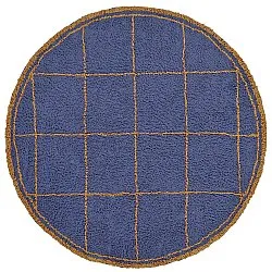 Alfombras redondeadas - Lana Natural Cotton Shaggy (azul/amarillo)