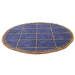 Alfombras redondeadas - Lana Natural Cotton Shaggy (azul/amarillo)