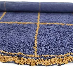 Alfombras redondeadas - Lana Natural Cotton Shaggy (azul/amarillo)