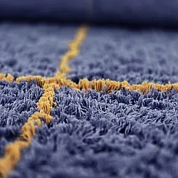 Alfombras redondeadas - Lana Natural Cotton Shaggy (azul/amarillo)
