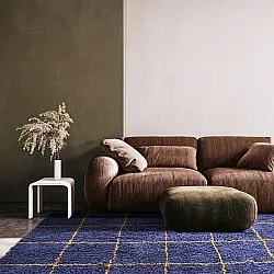 Alfombras de pelo largo - Lana Natural Cotton Shaggy (azul/amarillo)