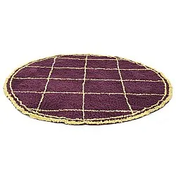 Alfombras redondeadas - Lana Natural Cotton Shaggy (burdeos/amarillo)