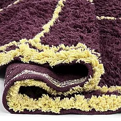 Alfombras redondeadas - Lana Natural Cotton Shaggy (burdeos/amarillo)