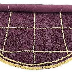 Alfombras redondeadas - Lana Natural Cotton Shaggy (burdeos/amarillo)