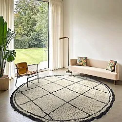 Alfombras redondeadas - Lana Natural Cotton Shaggy (crema/gris oscuro)