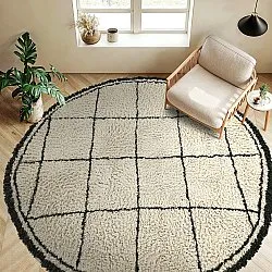 Alfombras redondeadas - Lana Natural Cotton Shaggy (crema/gris oscuro)