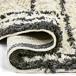 Alfombras redondeadas - Lana Natural Cotton Shaggy (crema/gris oscuro)