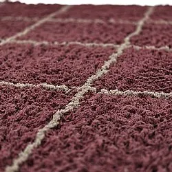 Alfombras de pelo largo - Lana Natural Cotton Shaggy (gris topo/rojo)