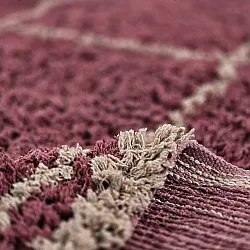 Alfombras de pelo largo - Lana Natural Cotton Shaggy (gris topo/rojo)