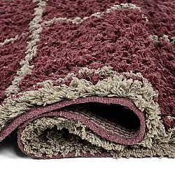 Alfombras de pelo largo - Lana Natural Cotton Shaggy (gris topo/rojo)