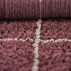 Alfombras de pelo largo - Lana Natural Cotton Shaggy (gris topo/rojo)