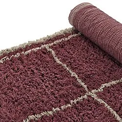 Alfombras de pelo largo - Lana Natural Cotton Shaggy (gris topo/rojo)