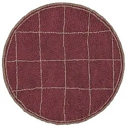 Alfombras redondeadas - Lana Natural Cotton Shaggy (gris topo/rojo)